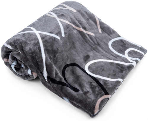Šedá deka s potiskem z hřejivého materiálu