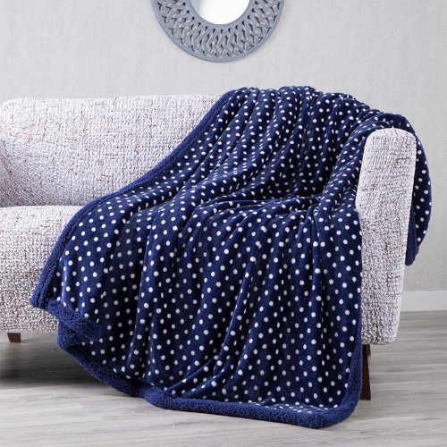 modrá hřejivá beránková deka