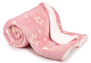 Růžová svítící deka beránek s hvězdičkami a srdíčky